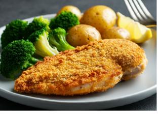 Fried Boneless Chicken Breasts | New Potatoes | Steamed Broccoli