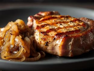 Grilled Pork Loin with Caramelized Onions