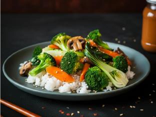 Cooked Vegetables Rice Plate