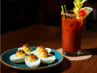Bloody Mary Deviled Eggs Platter