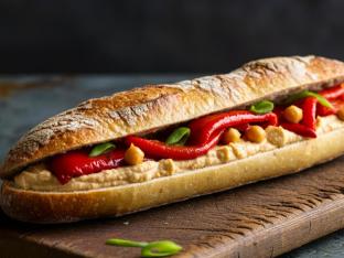 Hummus and Red Pepper Baguettini