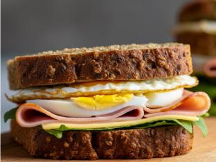 Ham, Egg and Swiss Cheese on Gluten Free Bread Ham, Egg and Swiss Cheese on Gluten Free Bread