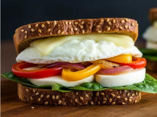 Egg Whites, Peppers, Onions and Mozzarella on Gluten Free Bread Egg Whites, Peppers, Onions and Mozzarella on Gluten Free Bread