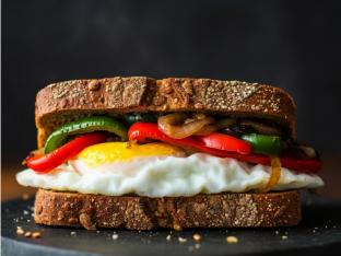 Egg Whites, Peppers and Onions Wrap on Gluten Free Bread Egg Whites, Peppers and Onions Wrap on Gluten Free Bread