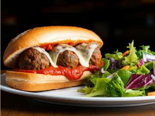 Meatball Sandwich with Garden Salad
