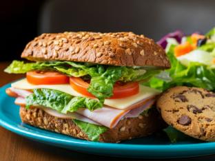 Ham and Swiss Sandwich Box with Side Salad and Cookie Ham and Swiss Sandwich Box with Side Salad and Cookie