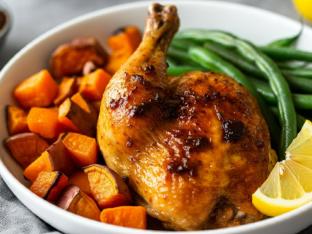 Baked Chicken with Roasted Sweet Potatoes and Green Beans [NO NUTS]
