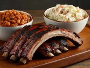 Pork Spare Ribs with BBQ Baked Beans and Potato Salad Pork Spare Ribs with BBQ Baked Beans and Potato Salad