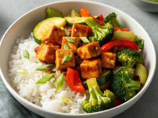 Kung Pao Tofu and Steamed Rice (Jain) [Small]