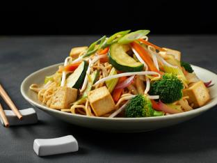 Tofu Veggie Chow Mein and Steamed Rice [Small]