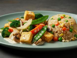 Vegetables with Tofu and Veggie Fried Rice [Small]