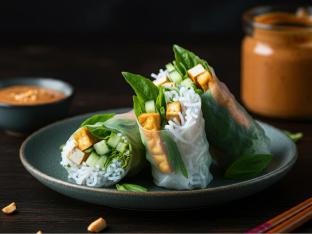 Spring Rolls with Tofu and Peanut Sauce [Large]