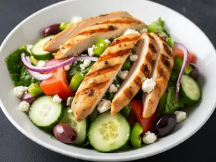 Horiatiki Entree Salad with Grilled Chicken
