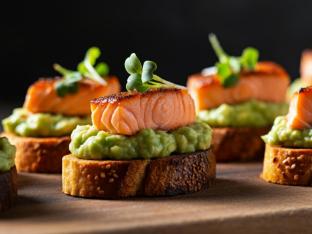 Salmon and Avocado Toast Points