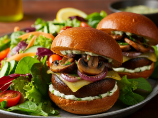Vegetarian Fungo Sliders with Salad