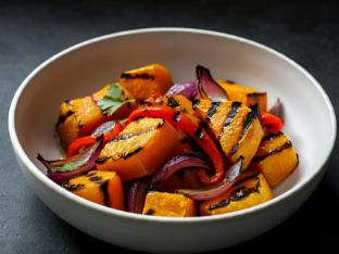 Grilled Squash with Fire Roasted Pepper and Onion Grilled Squash with Fire Roasted Pepper and Onion
