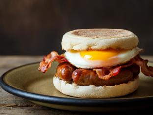 Egg, Bacon and Sausage Sammy (Dairy-Free)