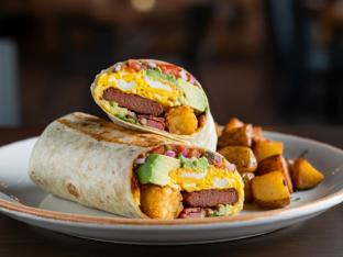 Mamacita Vegan Burrito and Home Style Potatoes