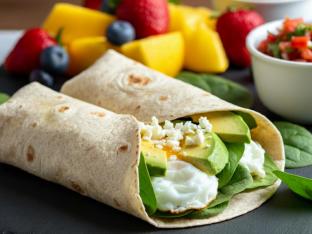 Laurena Burrito and Fresh Fruit