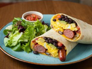 The Chavela Burrito and Mix Greens