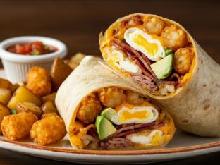 La Neta Burrito with Turkey Bacon and Homestyle Potatoes