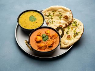 Chicken Tikka Masala with Dal Tadka and Garlic Naan Chicken Tikka Masala with Dal Tadka and Garlic Naan