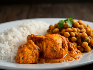 Chicken Tikka Masala with Chana Masala and Basmati Rice Chicken Tikka Masala with Chana Masala and Basmati Rice