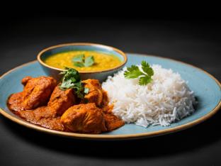 Chicken Tikka Masala with Dal Tadka and Plain Basmati Rice Chicken Tikka Masala with Dal Tadka and Plain Basmati Rice