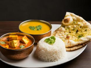 Paneer Tikka Masala with Dal Tadka, Plain Basmati Rice and Garlic Naan Paneer Tikka Masala with Dal Tadka, Plain Basmati Rice and Garlic Naan