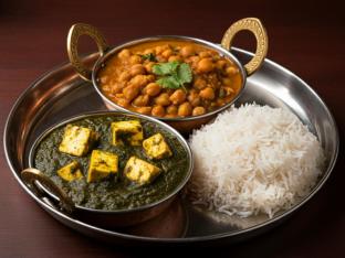 Saag Paneer with Chana Masala and Basmati Rice Saag Paneer with Chana Masala and Basmati Rice