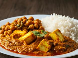 Paneer Tikka Masala with Chana Masala and Basmati Rice Paneer Tikka Masala with Chana Masala and Basmati Rice