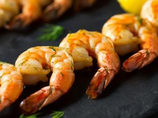 Grilled shrimp skewers with lemon-dill butter Grilled shrimp skewers with lemon-dill butter