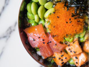 Salmon Volcano Bowl with Mixed Greens