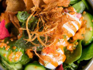 Salmon Crunch Bowl with Mixed Greens