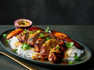 Tropical Pork Loin With Rice noodles and plantains Tropical Pork Loin With Rice noodles and plantains