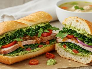 Slow Cooked Pork Sandwich with Chicken Soup
