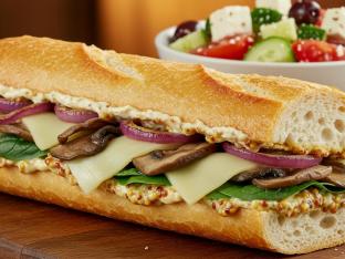 Shredded Beef Sandwich with Mediterranean Salad