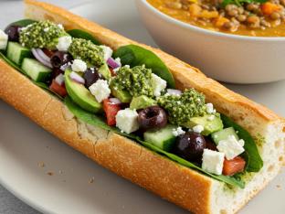 Vegan Mediterranean Avocado Sandwich with Lentil Soup