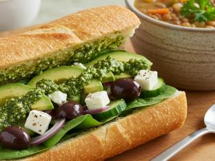 Mediterranean Avocado Sandwich with Lentil Soup