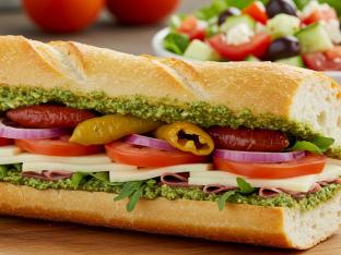 Chicken and Artichoke Sandwich with Mediterranean Salad