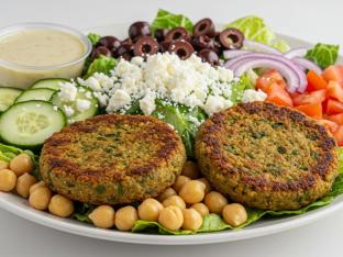 Mediterranean Salad with Veggie Burger Patty Boxed Meal