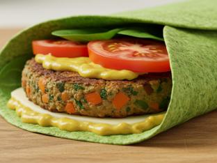 Vegan Veggie Burger Spinach Tortilla Wrap
