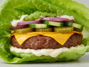 Light Carb Vegetarian Impossible Burger on Lettuce Wrap with Cheese