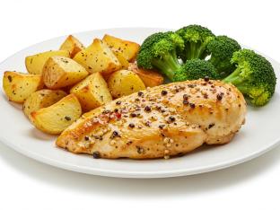 Halal - Lemon Pepper Chicken with Roasted Potatoes and Steamed Broccoli [18 oz]