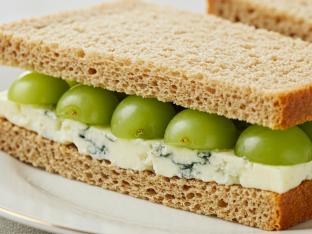 Gluten Free Grape and Blue Cheese on Brown Bread Tea Sandwich Gluten Free Grape and Blue Cheese on Brown Bread Tea Sandwich