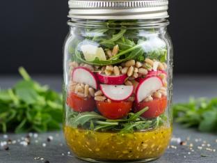 Farro and Arugula Mason Jar Salad Farro and Arugula Mason Jar Salad