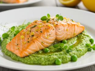 Citrus Roasted Salmon With Spring Pea Sauce Citrus Roasted Salmon With Spring Pea Sauce