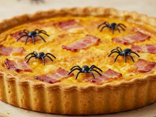 Halloween Quiche with Olive Spiders Halloween Quiche with Olive Spiders