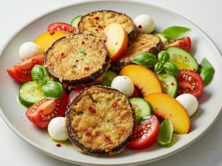 Fried Eggplant, Tomato and Peach Salad Fried Eggplant, Tomato and Peach Salad
