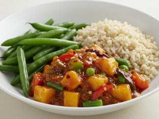 Vegetarian Manchurian, String Beans, Brown Rice Vegetarian Manchurian, String Beans, Brown Rice